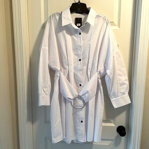 White Blouse-Style Tunic Dress XL